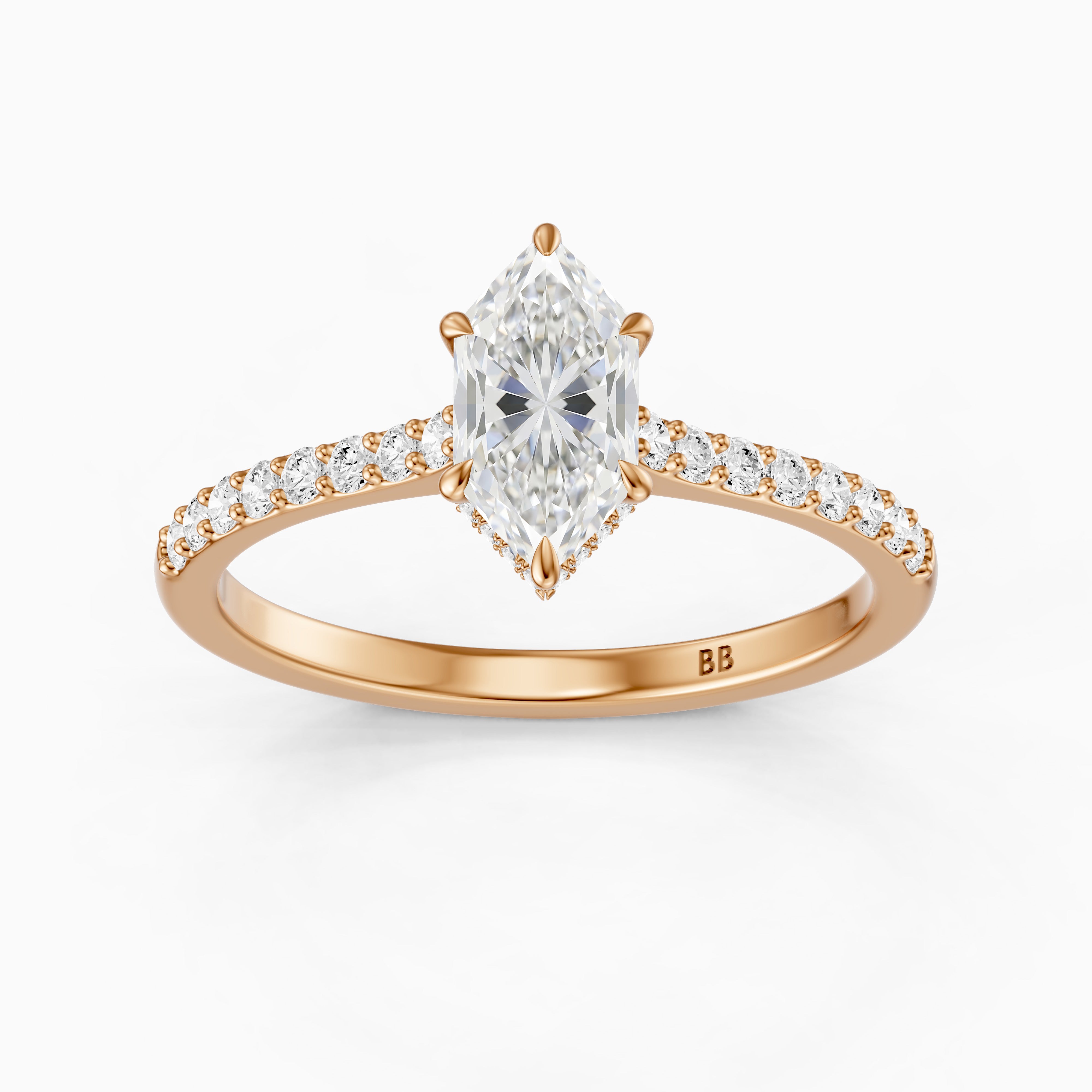 Iara Dutch Marquise Lab Grown Diamond Hidden Halo French Pave Engagement Ring