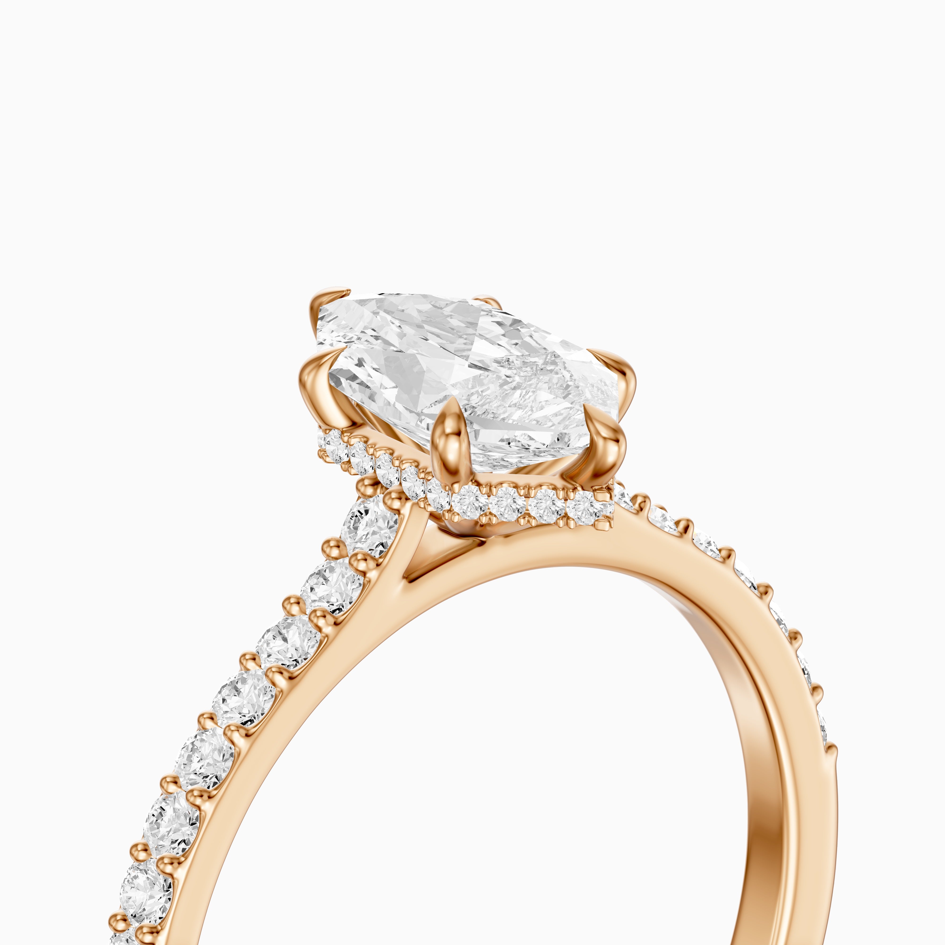 Iara Dutch Marquise Lab Grown Diamond Hidden Halo French Pave Engagement Ring
