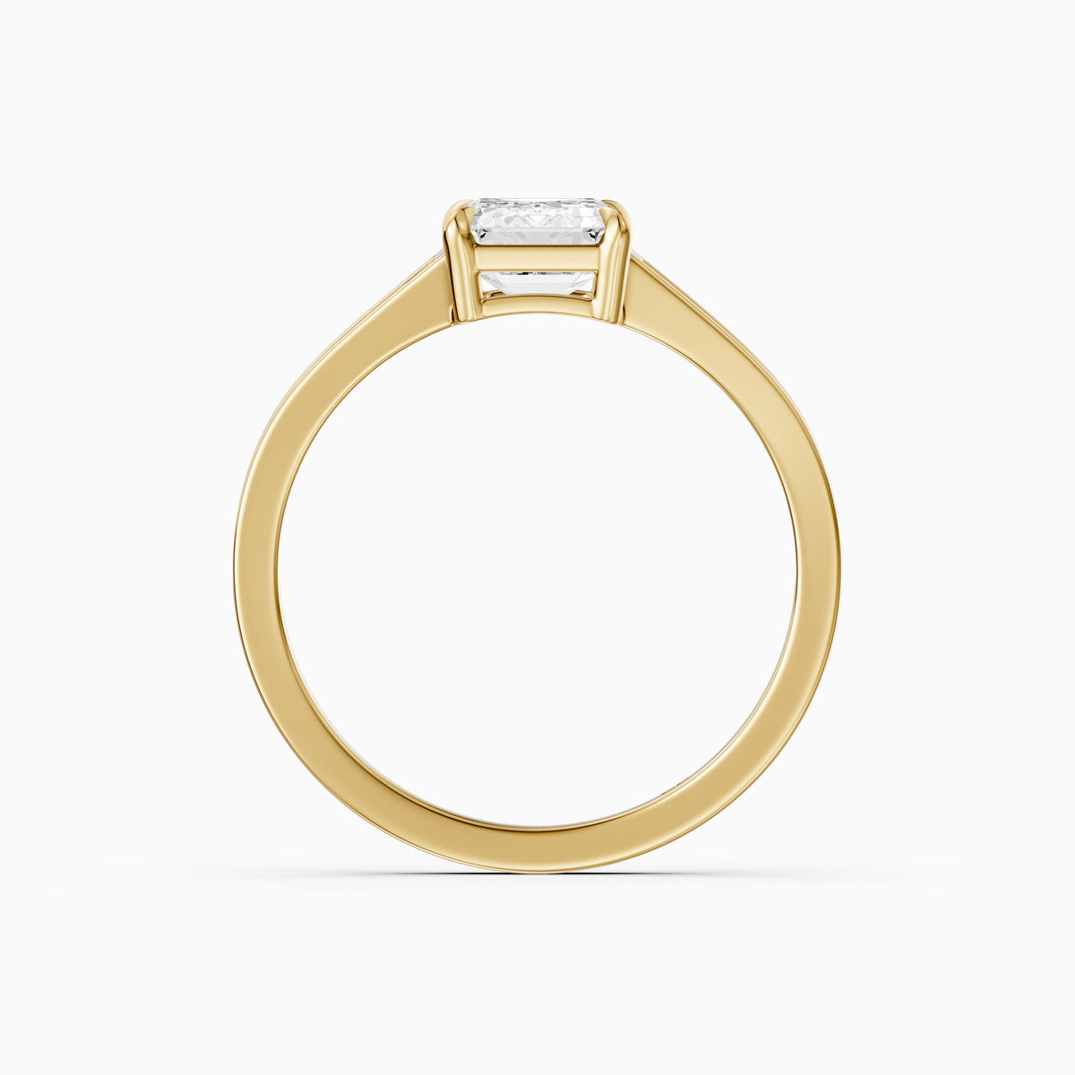 Angelina Emerald Cut Moissanite Diamond Engagement Ring with Baguette Side Stones