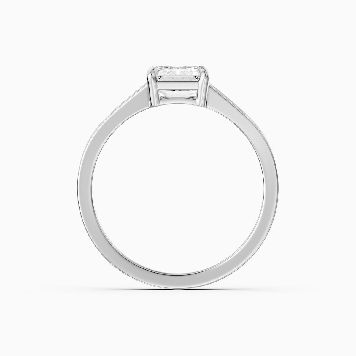 Angelina Emerald Cut Moissanite Diamond Engagement Ring with Baguette Side Stones