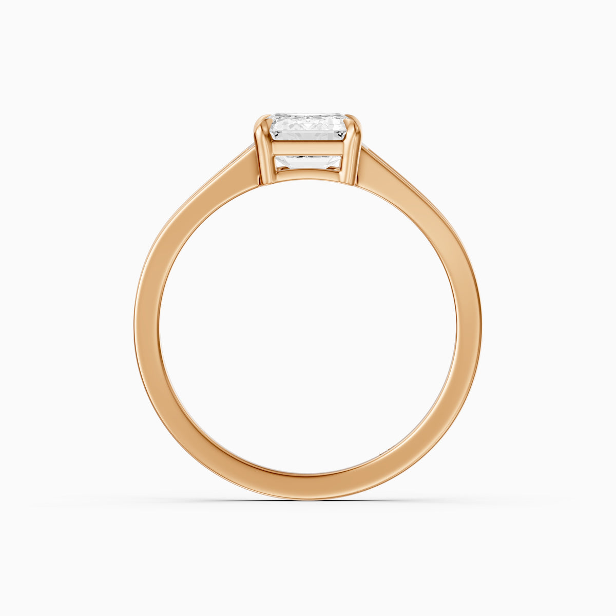 Angelina Emerald Cut Moissanite Diamond Engagement Ring with Baguette Side Stones