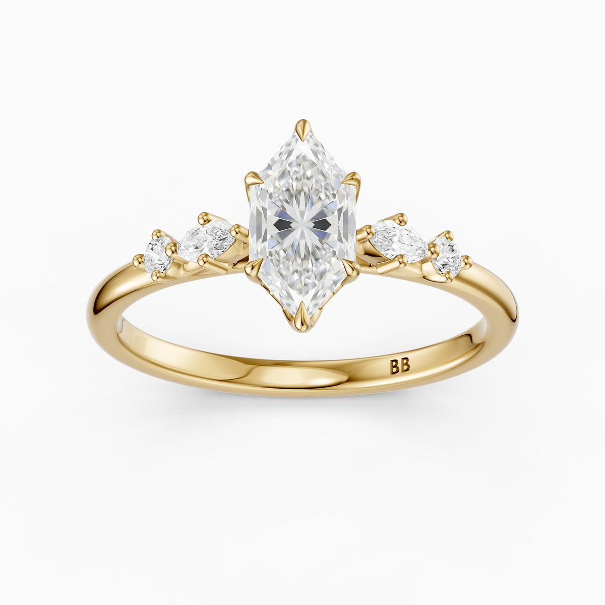Jillian Dutch Marquise Moissanite Diamond Ring with Sculpted Tulip Setting
