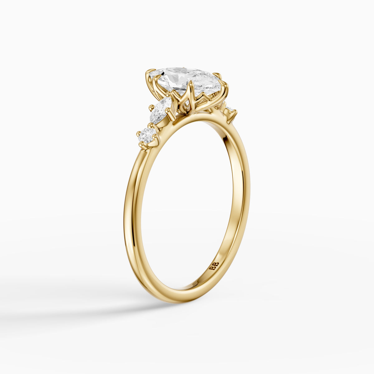 Jillian Dutch Marquise Moissanite Diamond Ring with Sculpted Tulip Setting