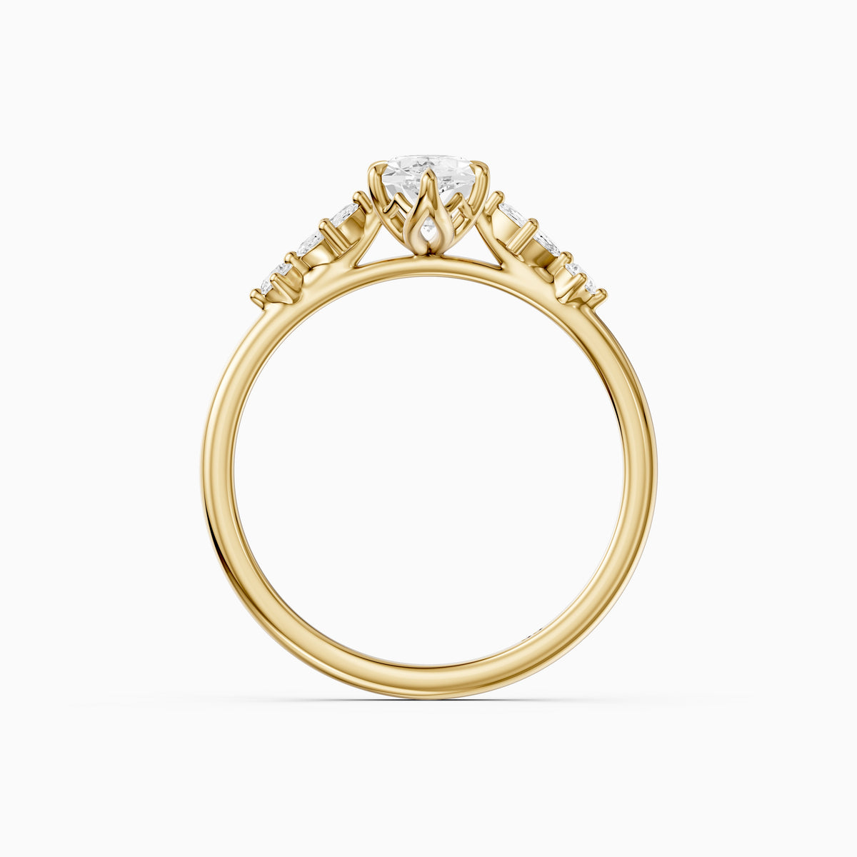 Jillian Dutch Marquise Moissanite Diamond Ring with Sculpted Tulip Setting