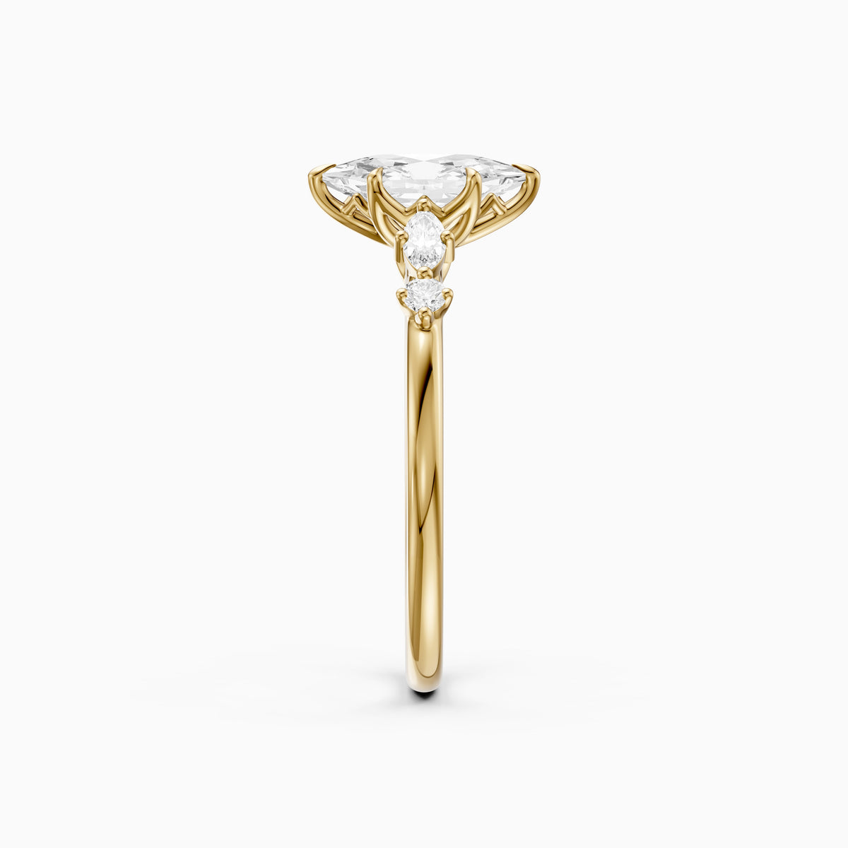 Jillian Dutch Marquise Moissanite Diamond Ring with Sculpted Tulip Setting
