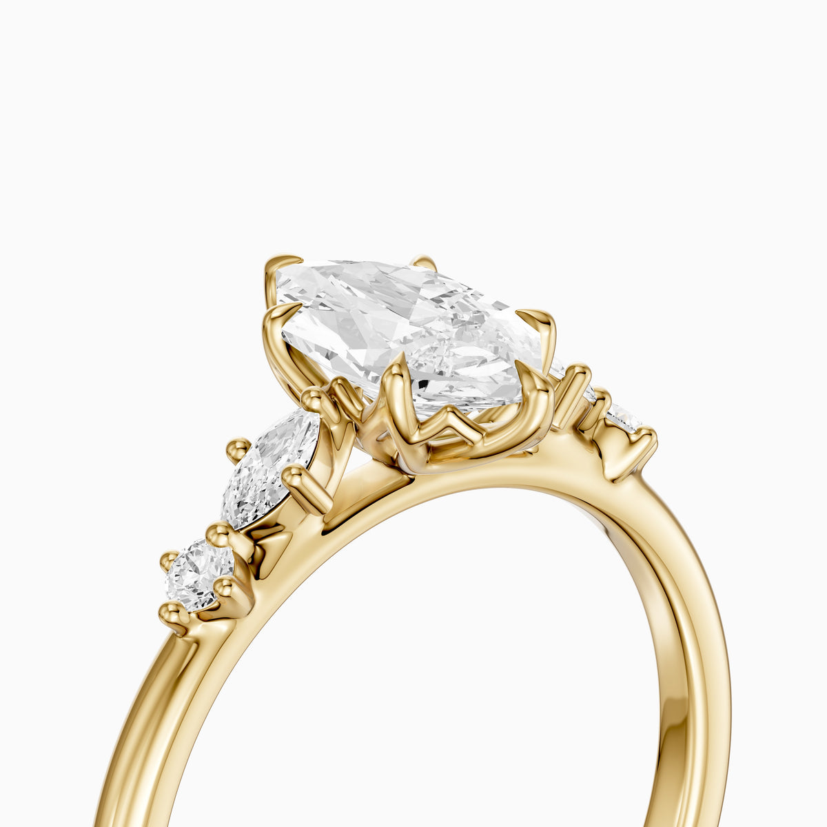 Jillian Dutch Marquise Moissanite Diamond Ring with Sculpted Tulip Setting