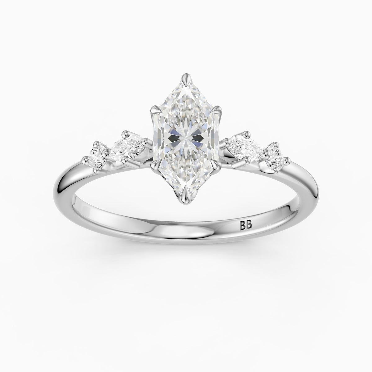 Jillian Dutch Marquise Moissanite Diamond Ring with Sculpted Tulip Setting