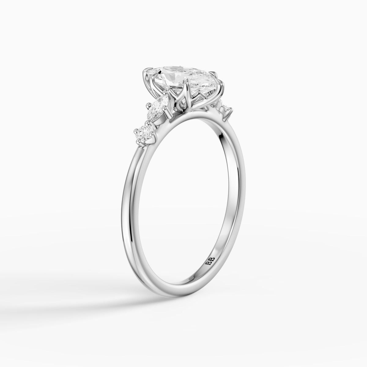 Jillian Dutch Marquise Moissanite Diamond Ring with Sculpted Tulip Setting