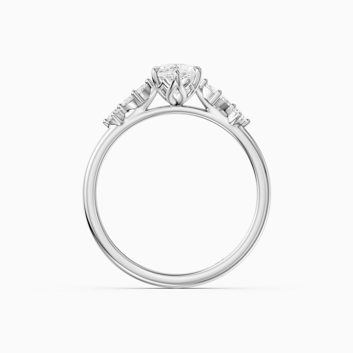 Jillian Dutch Marquise Moissanite Diamond Ring with Sculpted Tulip Setting
