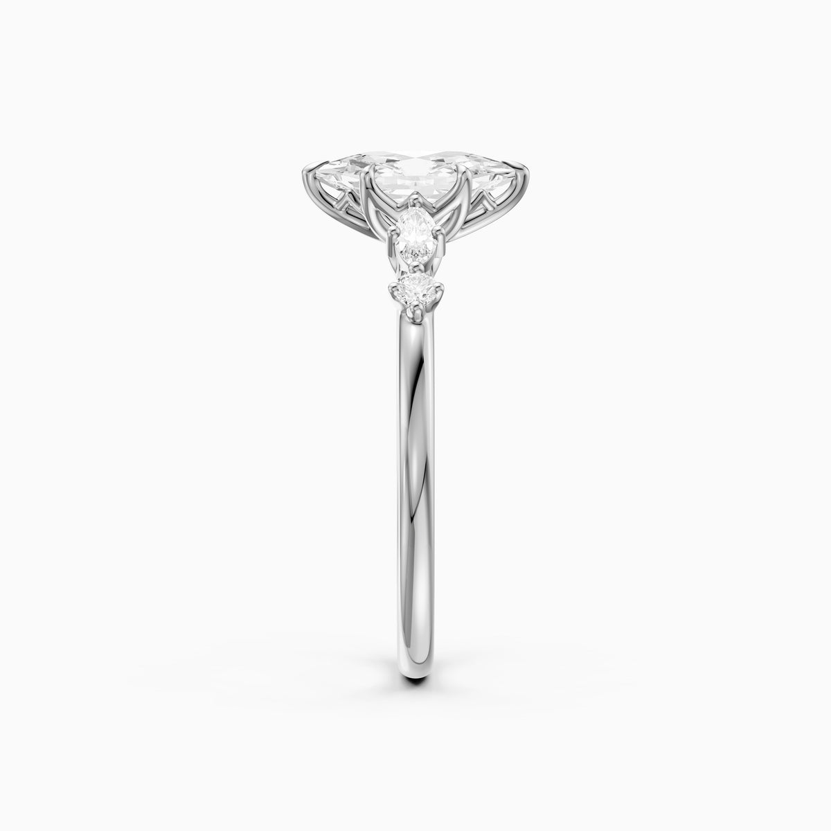 Jillian Dutch Marquise Moissanite Diamond Ring with Sculpted Tulip Setting