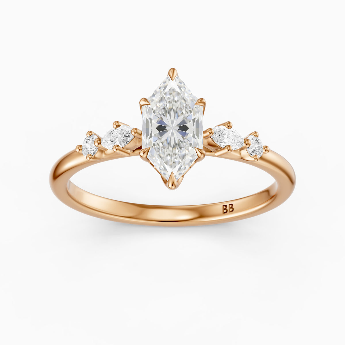 Jillian Dutch Marquise Moissanite Diamond Ring with Sculpted Tulip Setting