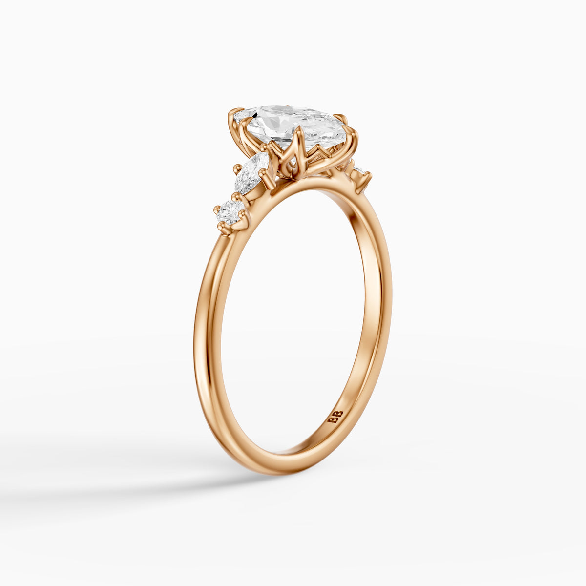 Jillian Dutch Marquise Moissanite Diamond Ring with Sculpted Tulip Setting