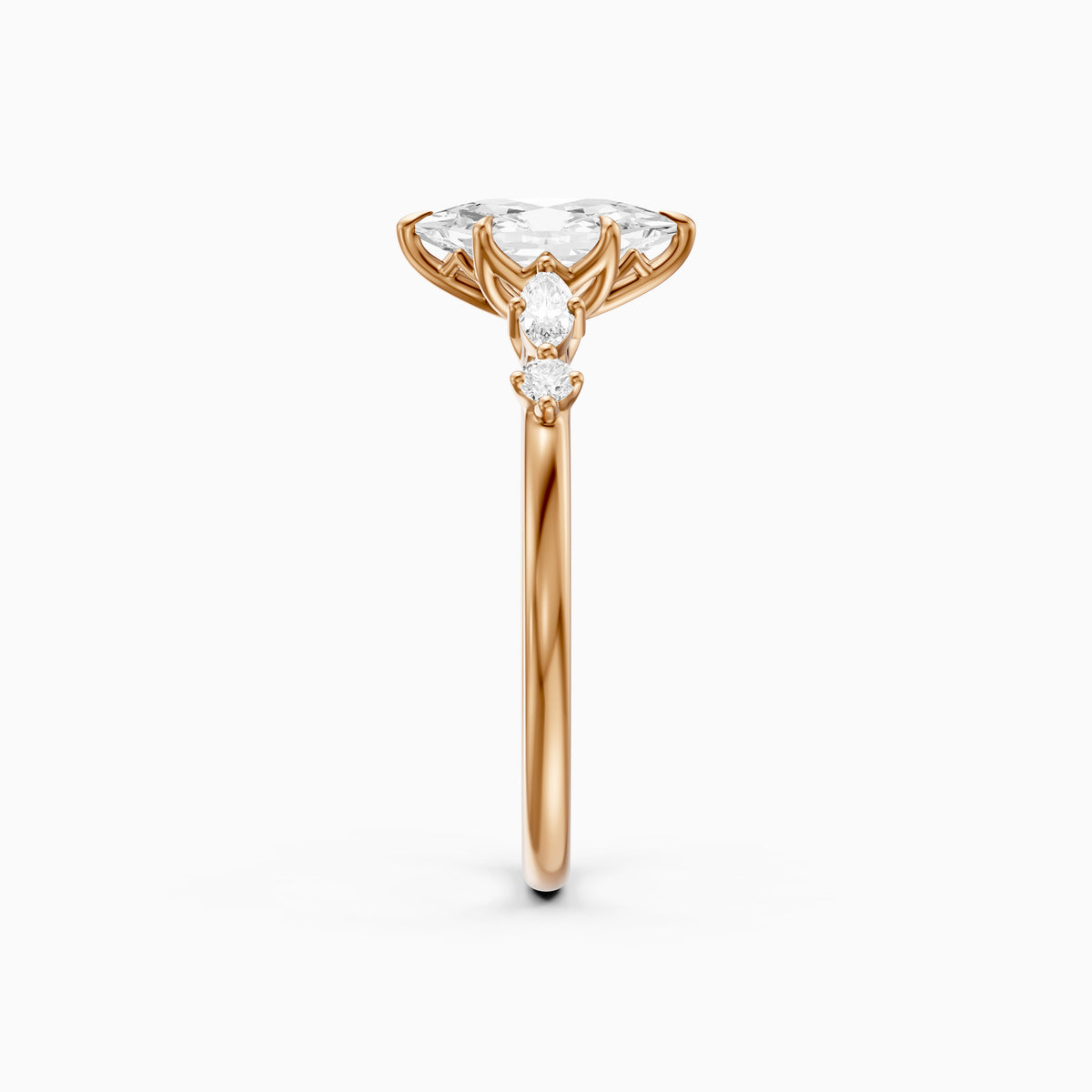 Jillian Dutch Marquise Moissanite Diamond Ring with Sculpted Tulip Setting