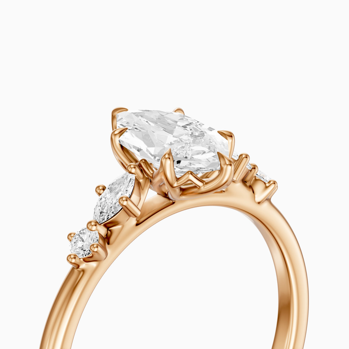 Jillian Dutch Marquise Moissanite Diamond Ring with Sculpted Tulip Setting