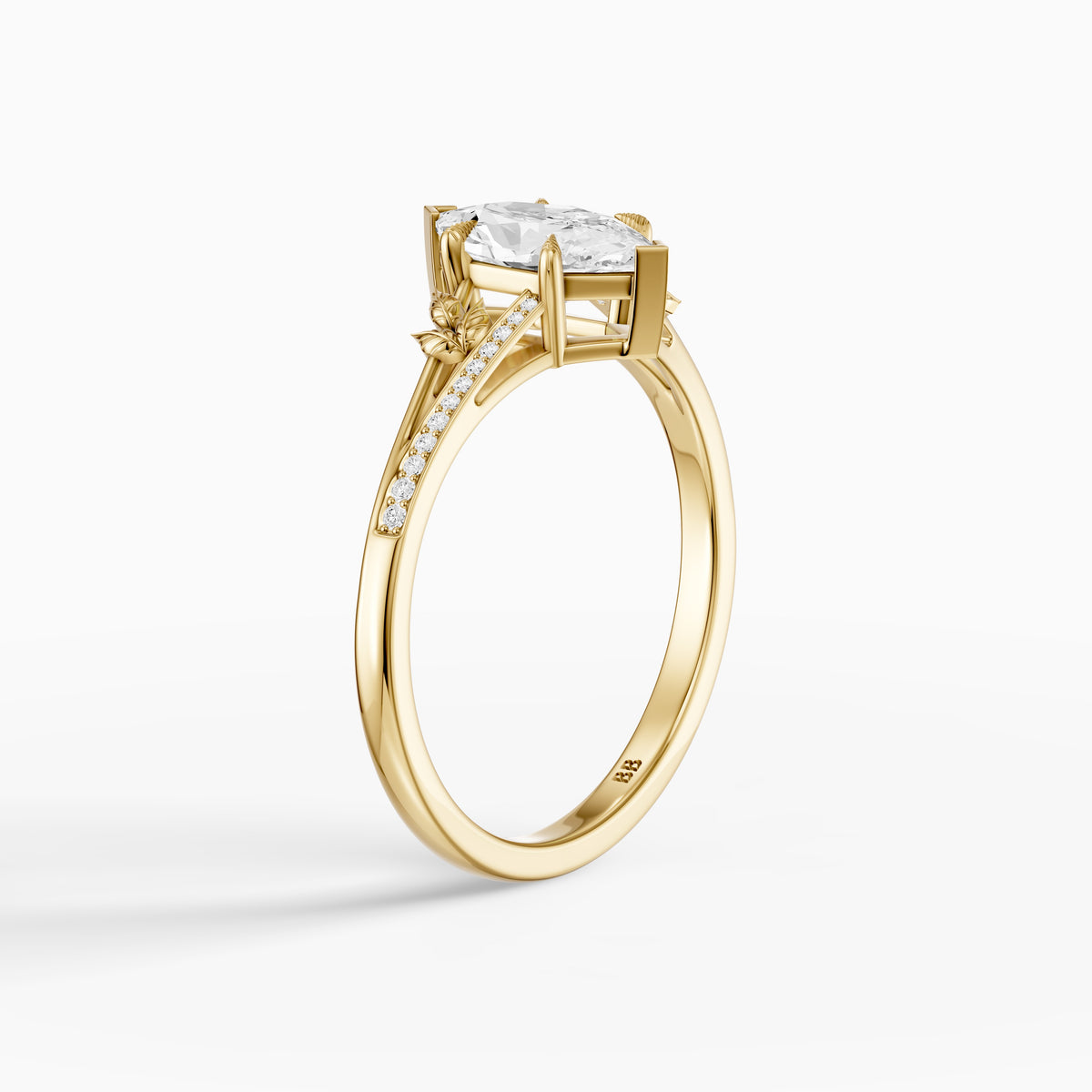Calla Nature Inspired Dutch Marquise Cut Lab Grown Diamond Split Shank Ring