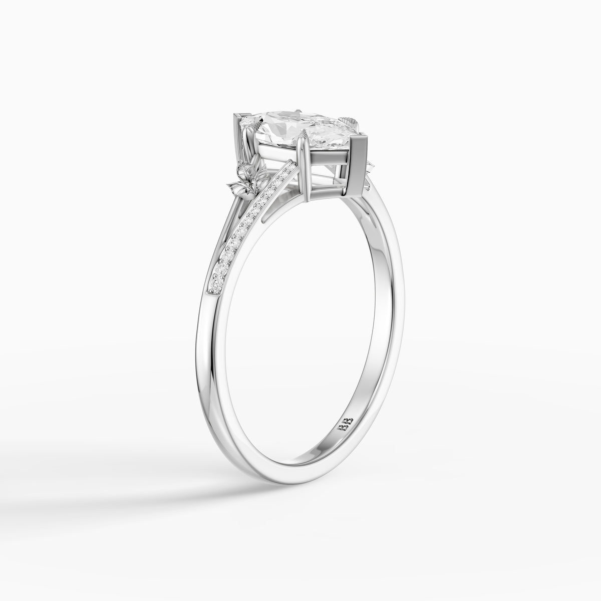 Calla Nature Inspired Dutch Marquise Cut Lab Grown Diamond Split Shank Ring