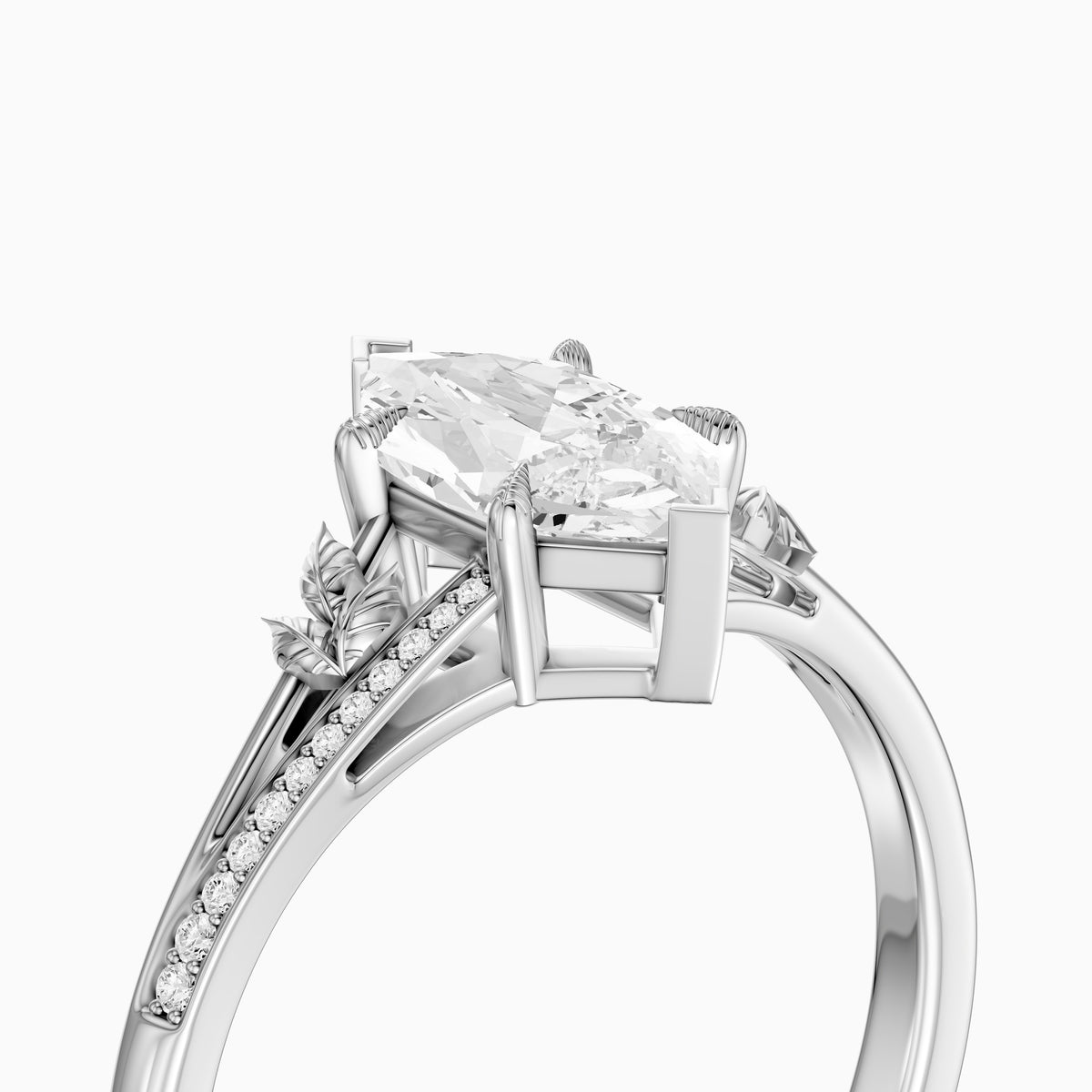 Calla Nature Inspired Dutch Marquise Cut Lab Grown Diamond Split Shank Ring
