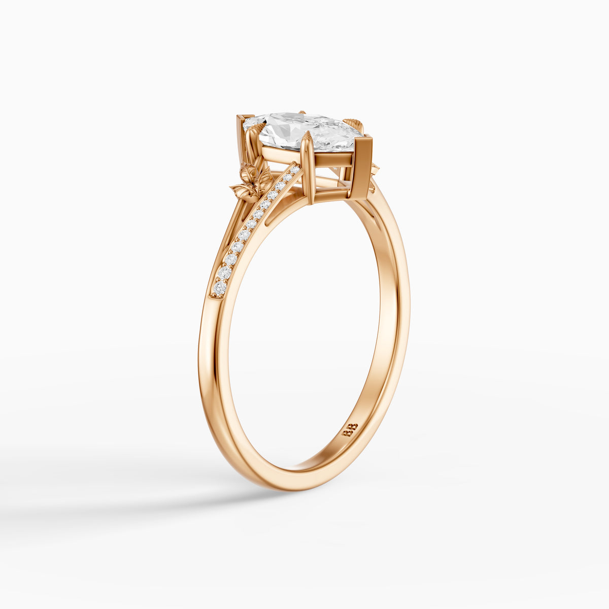 Calla Nature Inspired Dutch Marquise Cut Lab Grown Diamond Split Shank Ring