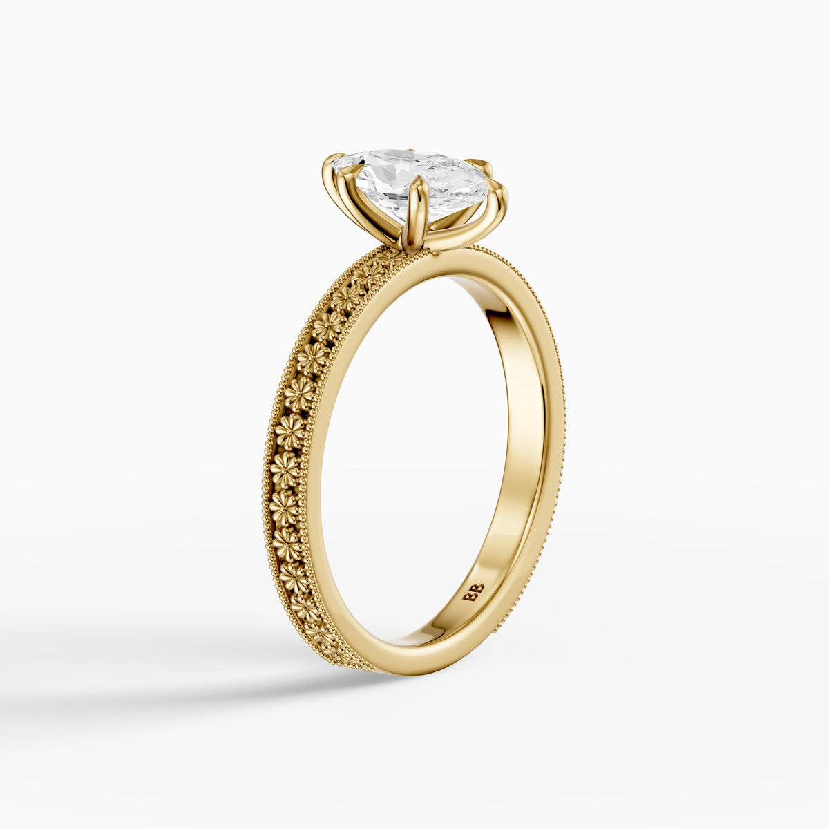 Clover Dutch Marquise Lab Grown Diamond Vintage Solitaire Engagement Ring