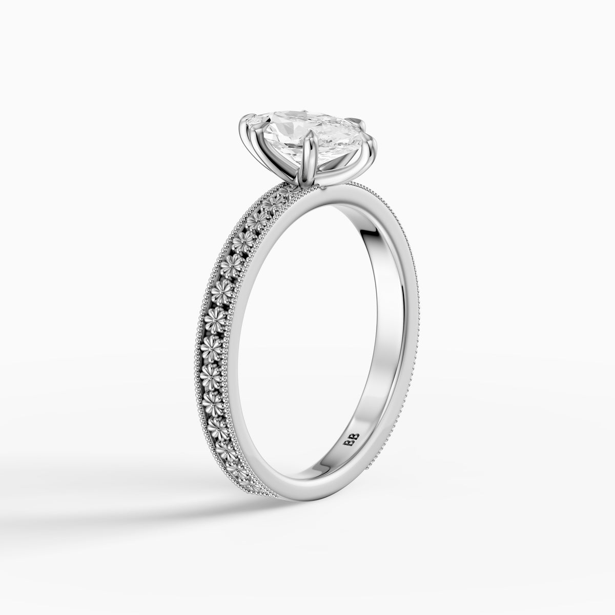 Clover Dutch Marquise Lab Grown Diamond Vintage Solitaire Engagement Ring