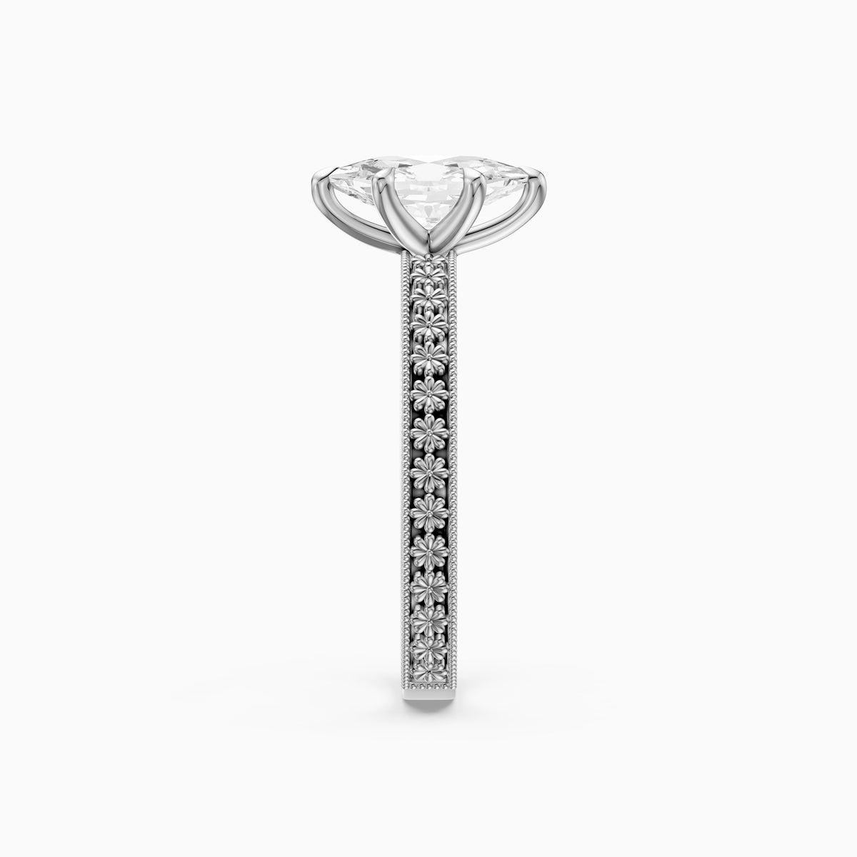 Clover Dutch Marquise Lab Grown Diamond Vintage Solitaire Engagement Ring