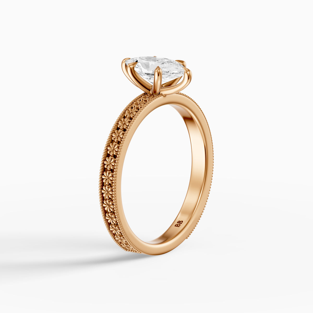 Clover Dutch Marquise Lab Grown Diamond Vintage Solitaire Engagement Ring