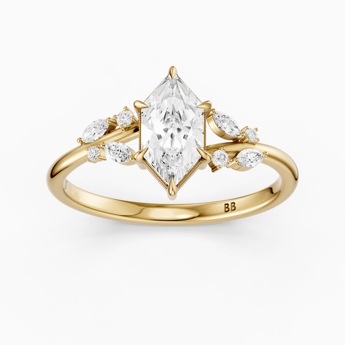 Damaris Dutch Marquise Lab Grown Diamond Cluster Side Stones Ring