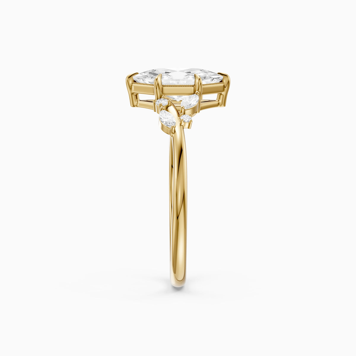 Damaris Dutch Marquise Lab Grown Diamond Cluster Side Stones Ring