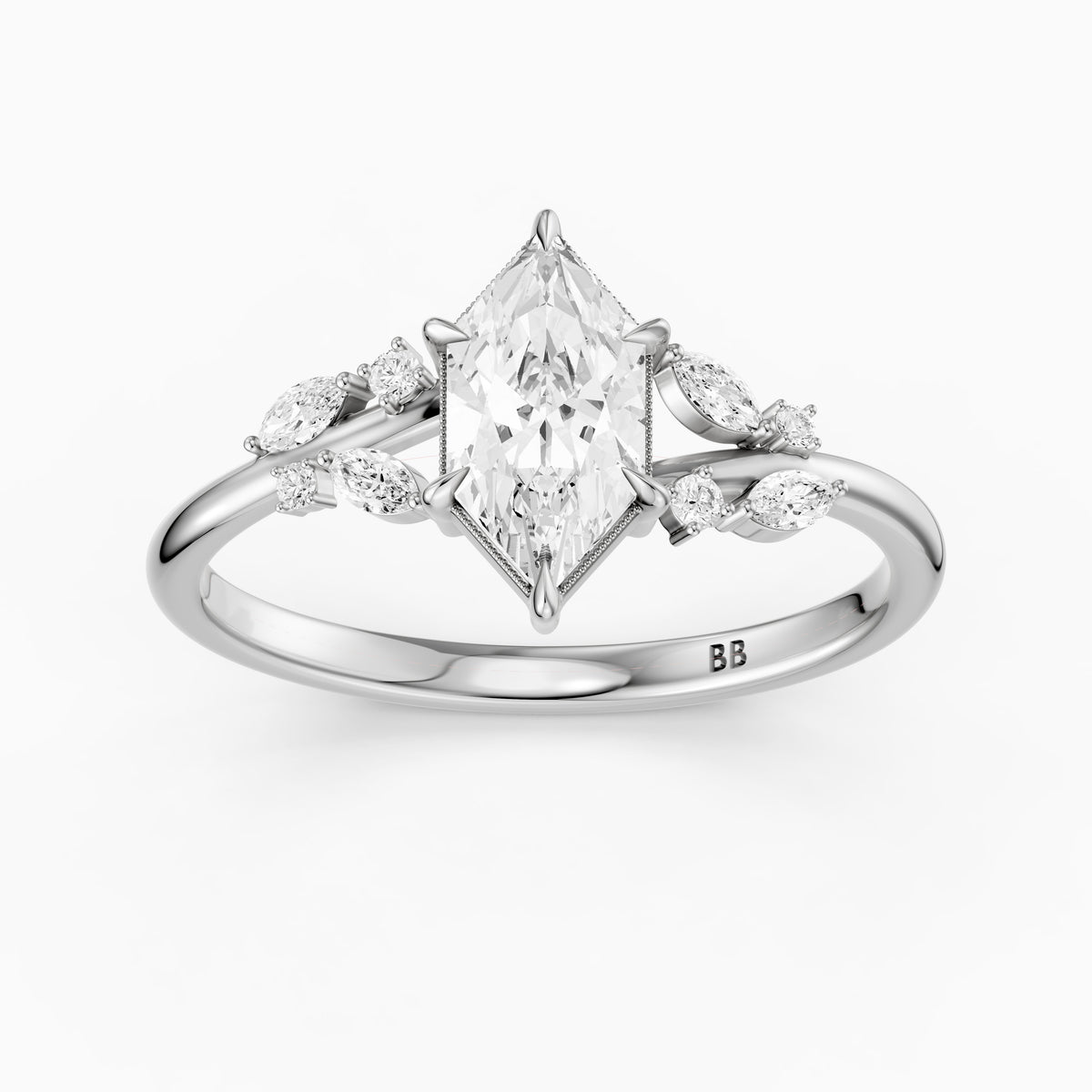 Damaris Dutch Marquise Lab Grown Diamond Cluster Side Stones Ring