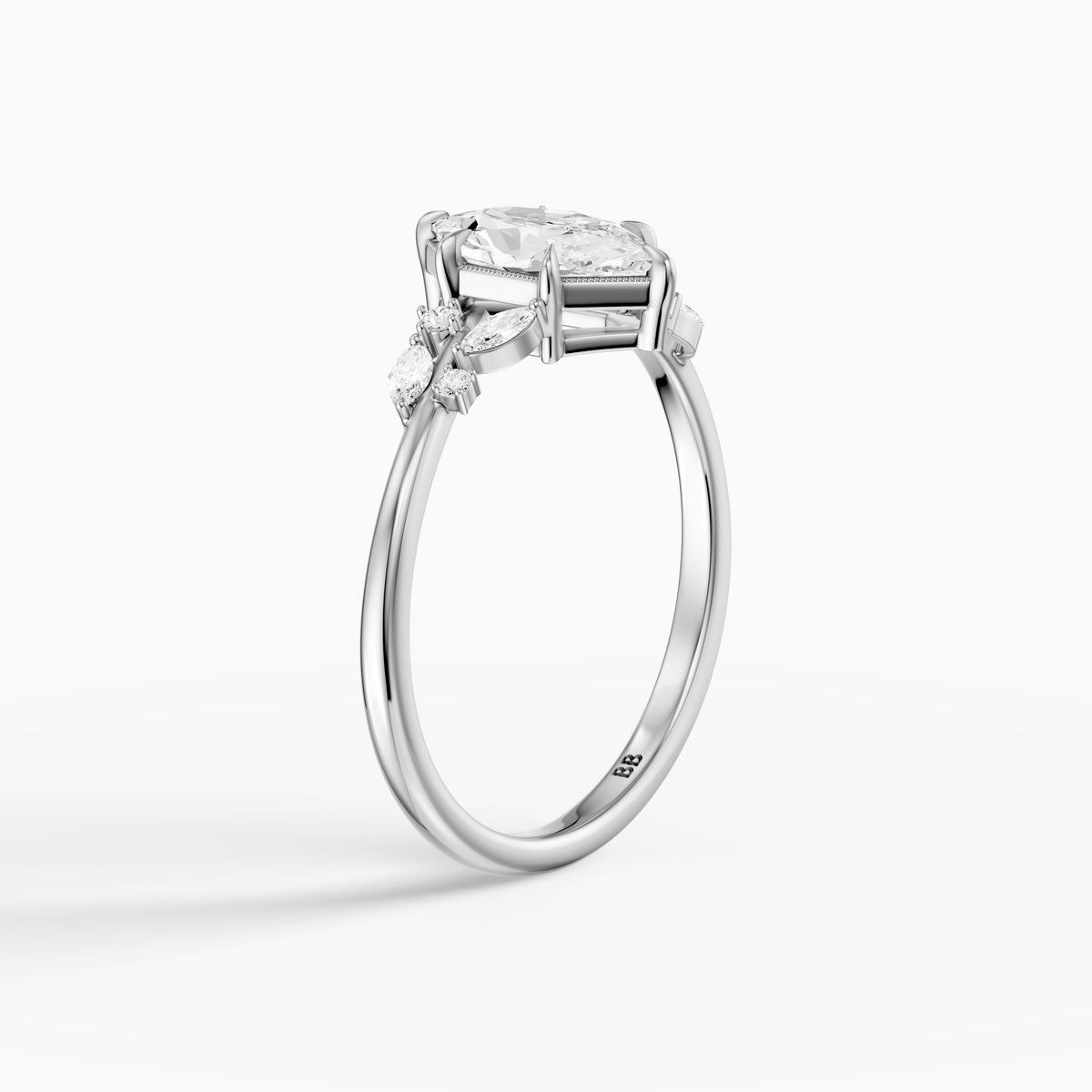 Damaris Dutch Marquise Lab Grown Diamond Cluster Side Stones Ring