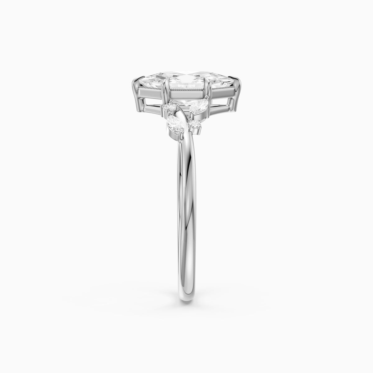 Damaris Dutch Marquise Lab Grown Diamond Cluster Side Stones Ring