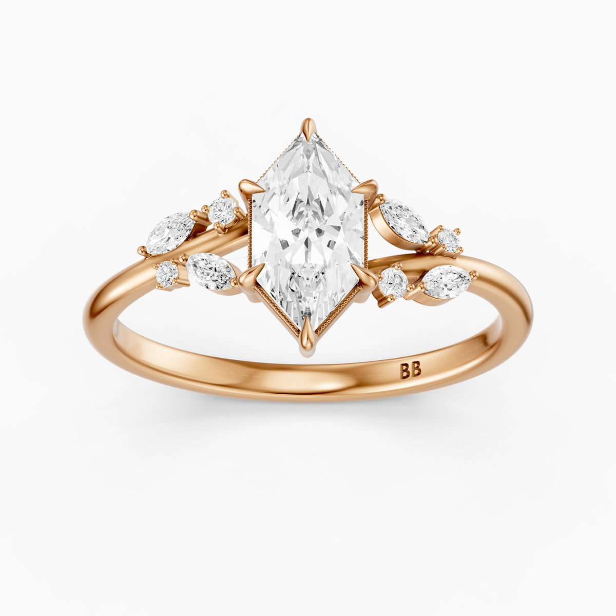 Damaris Dutch Marquise Lab Grown Diamond Cluster Side Stones Ring