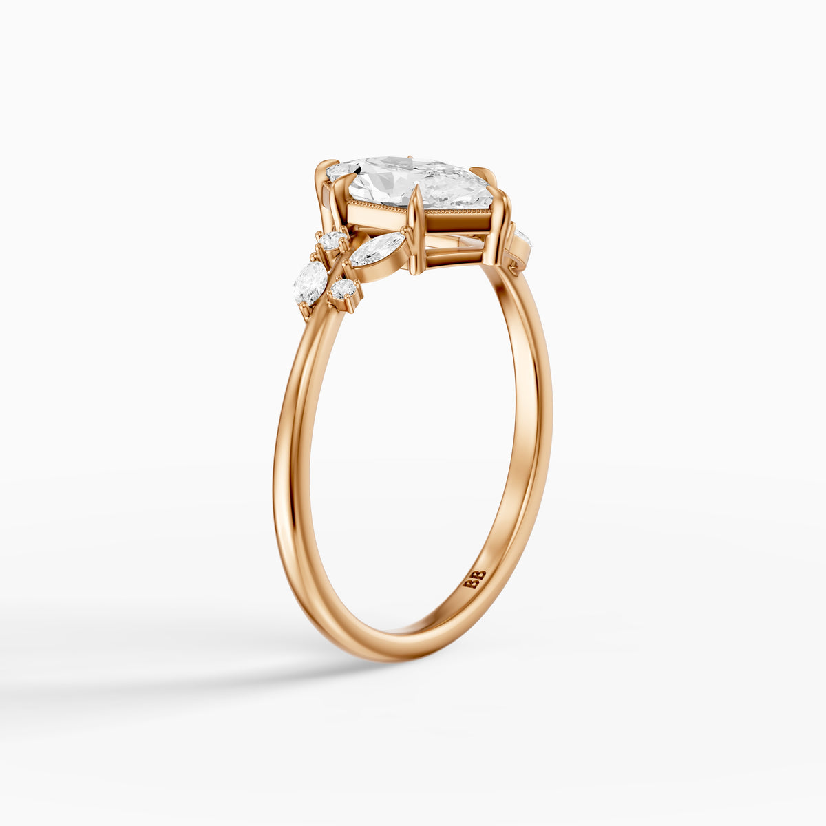 Damaris Dutch Marquise Lab Grown Diamond Cluster Side Stones Ring