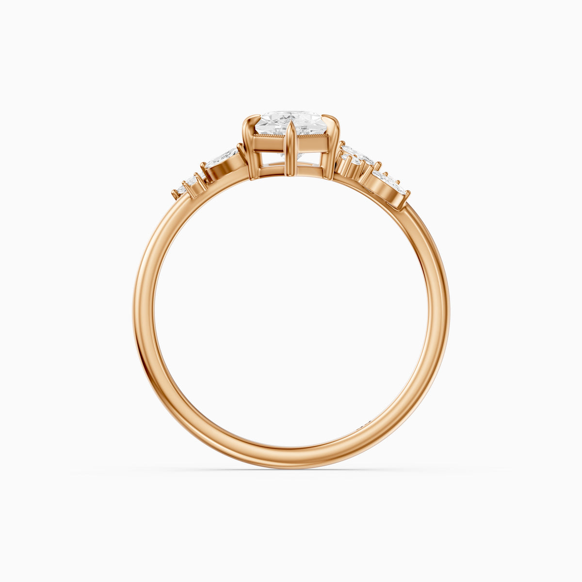 Damaris Dutch Marquise Lab Grown Diamond Cluster Side Stones Ring