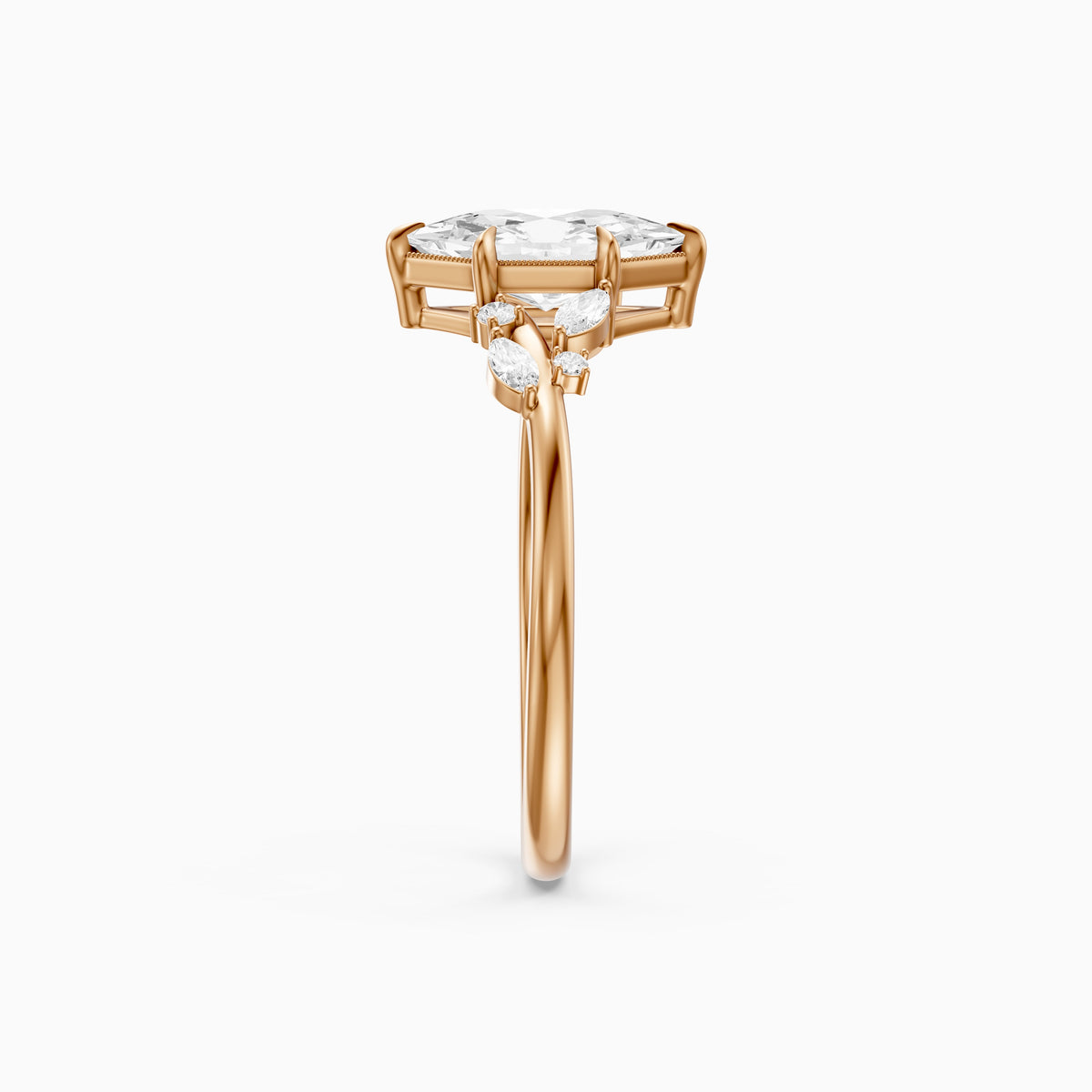 Damaris Dutch Marquise Lab Grown Diamond Cluster Side Stones Ring