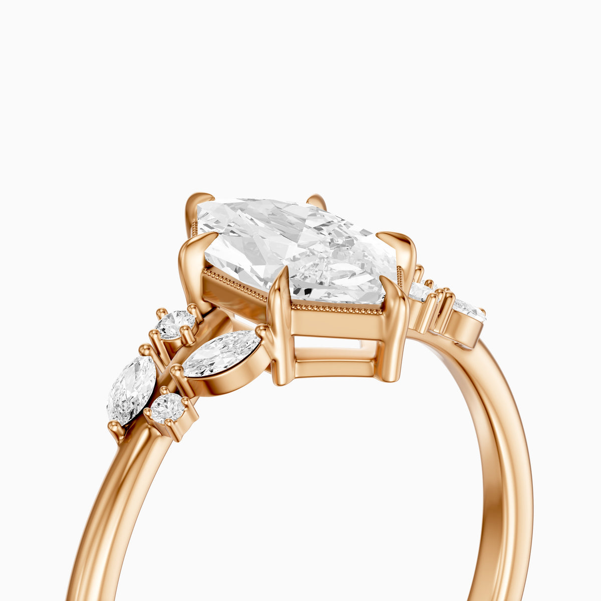 Damaris Dutch Marquise Lab Grown Diamond Cluster Side Stones Ring