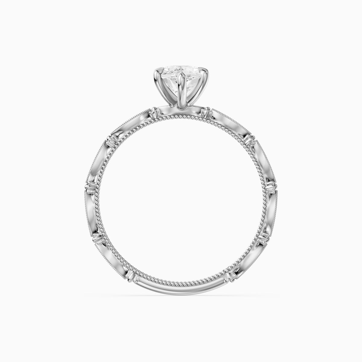 Nerissa Dutch Marquise Cut Lab Grown Diamond Vintage Ring With Floral Diamond Details