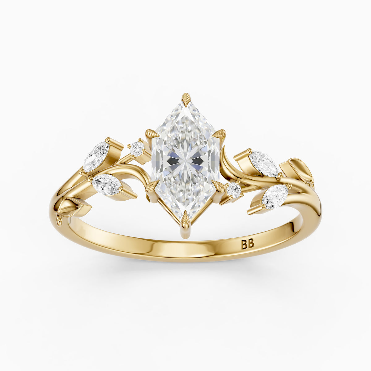 Fable Leaf Prongs Dutch Marquise Cut Lab Grown Diamond Nature Inspired Ring