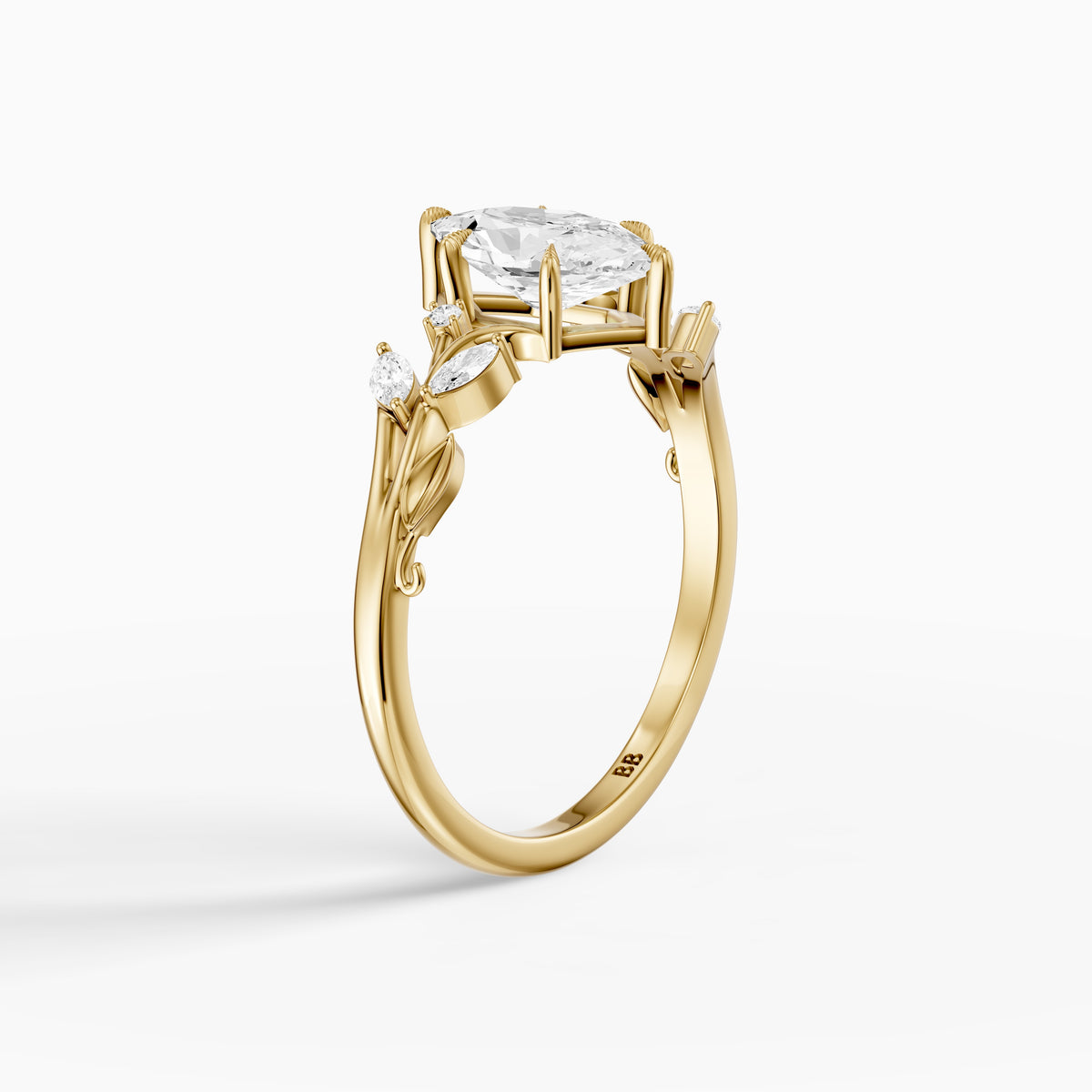 Fable Leaf Prongs Dutch Marquise Cut Lab Grown Diamond Nature Inspired Ring