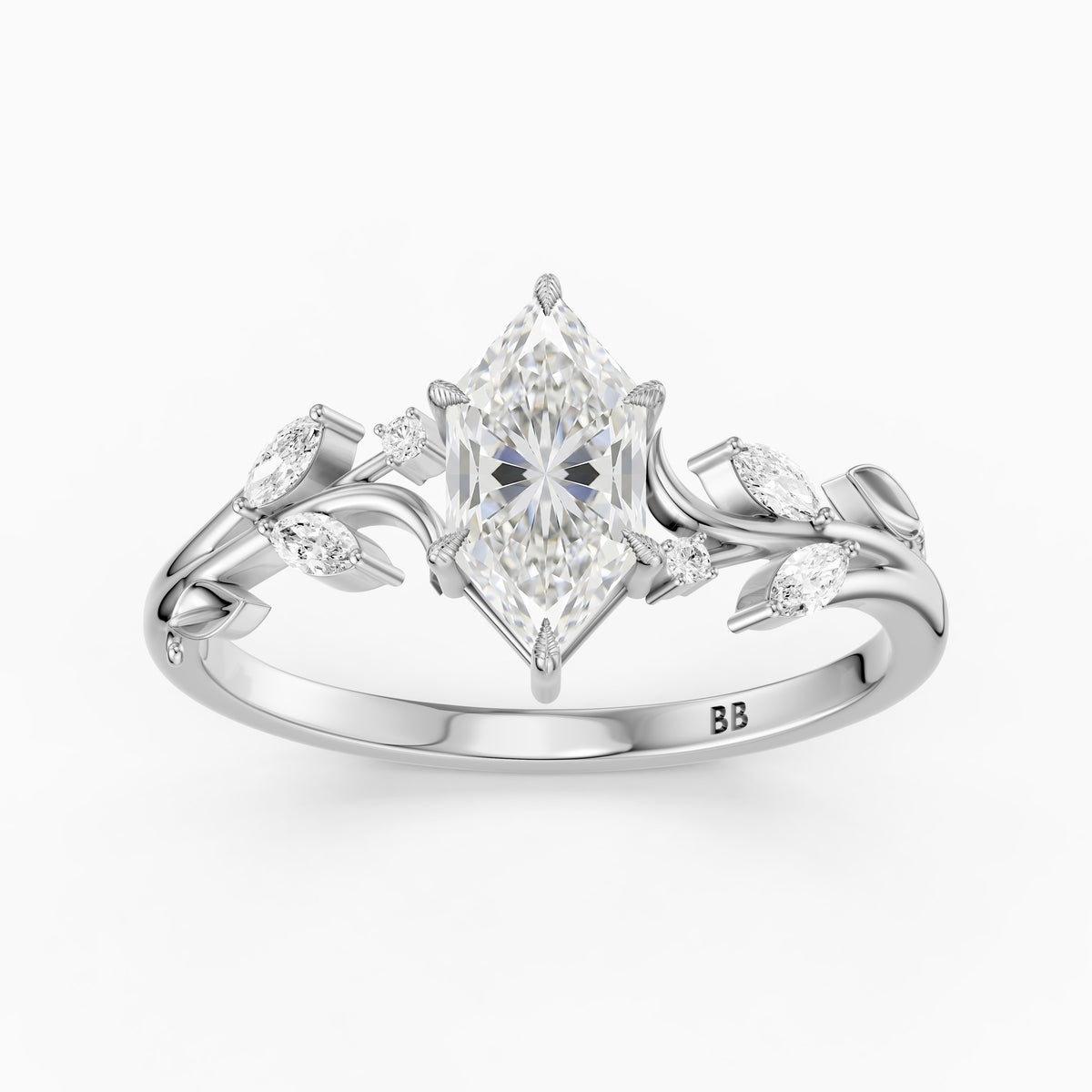 Fable Leaf Prongs Dutch Marquise Cut Lab Grown Diamond Nature Inspired Ring