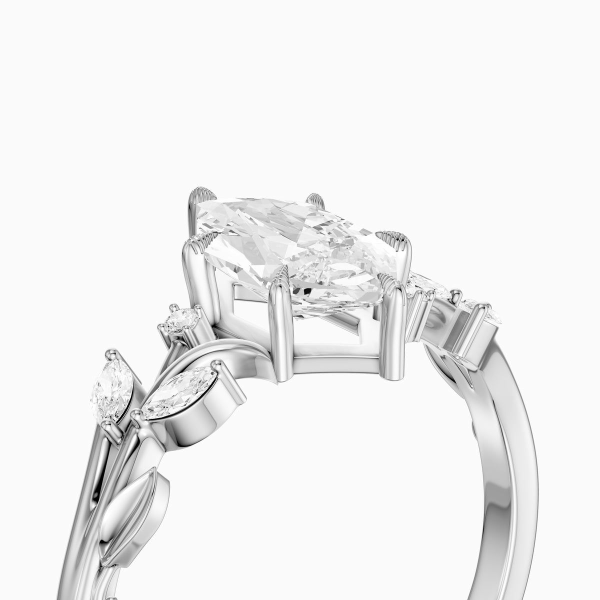 Fable Leaf Prongs Dutch Marquise Cut Lab Grown Diamond Nature Inspired Ring