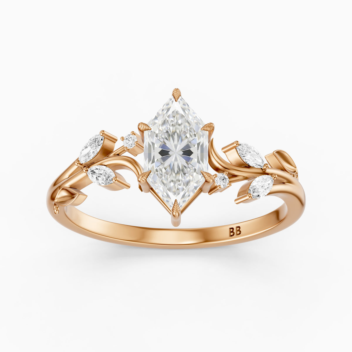 Fable Leaf Prongs Dutch Marquise Cut Lab Grown Diamond Nature Inspired Ring