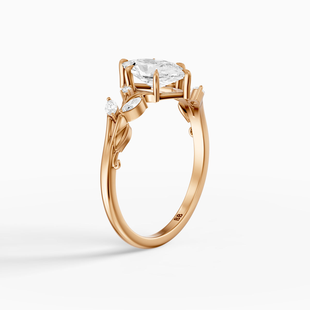 Fable Leaf Prongs Dutch Marquise Cut Lab Grown Diamond Nature Inspired Ring