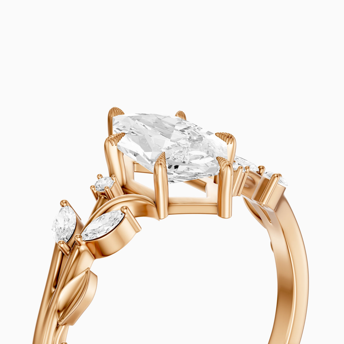 Fable Leaf Prongs Dutch Marquise Cut Lab Grown Diamond Nature Inspired Ring