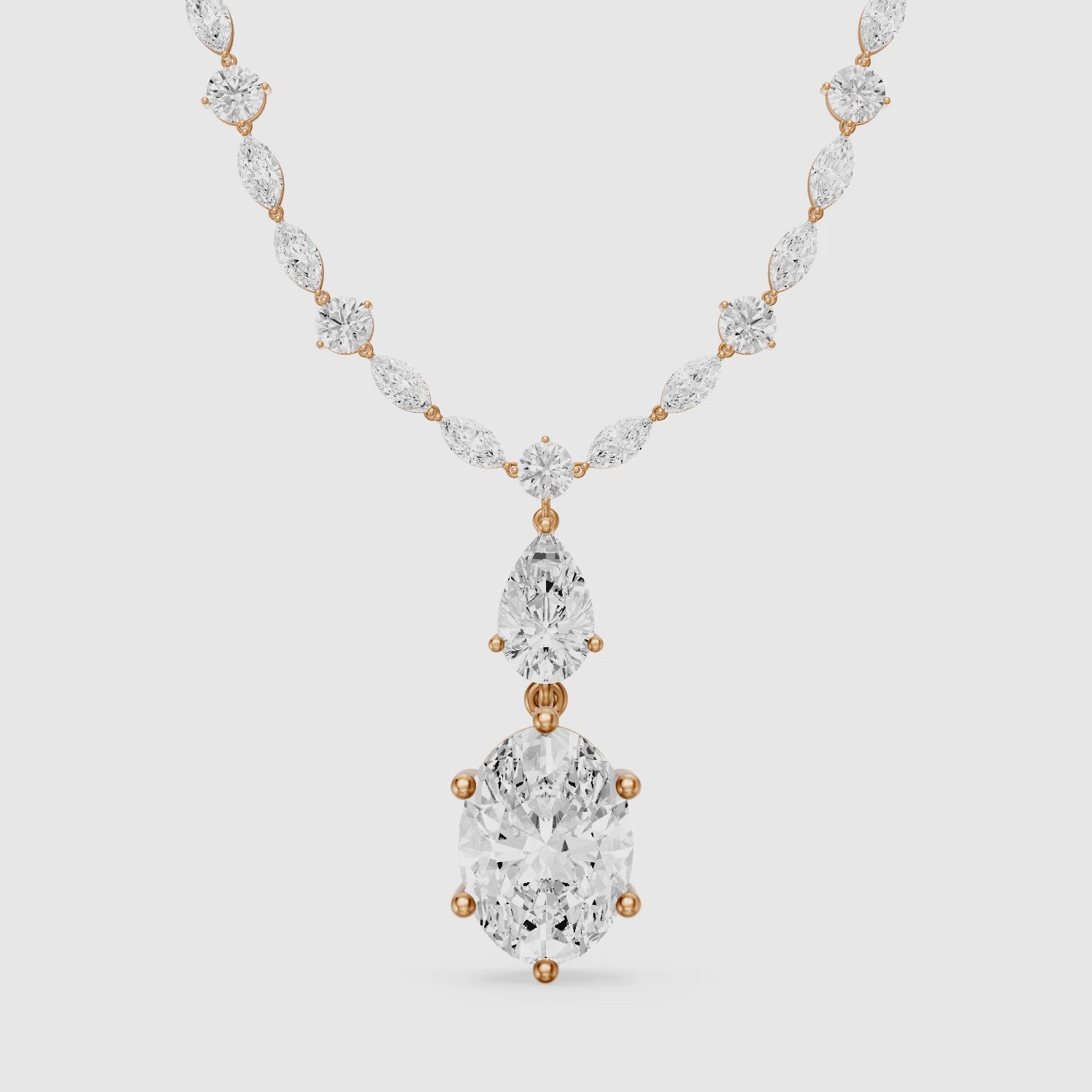 Load video: Serenity Mixed Cut Lab Grown Diamond Drop Tennis Necklace