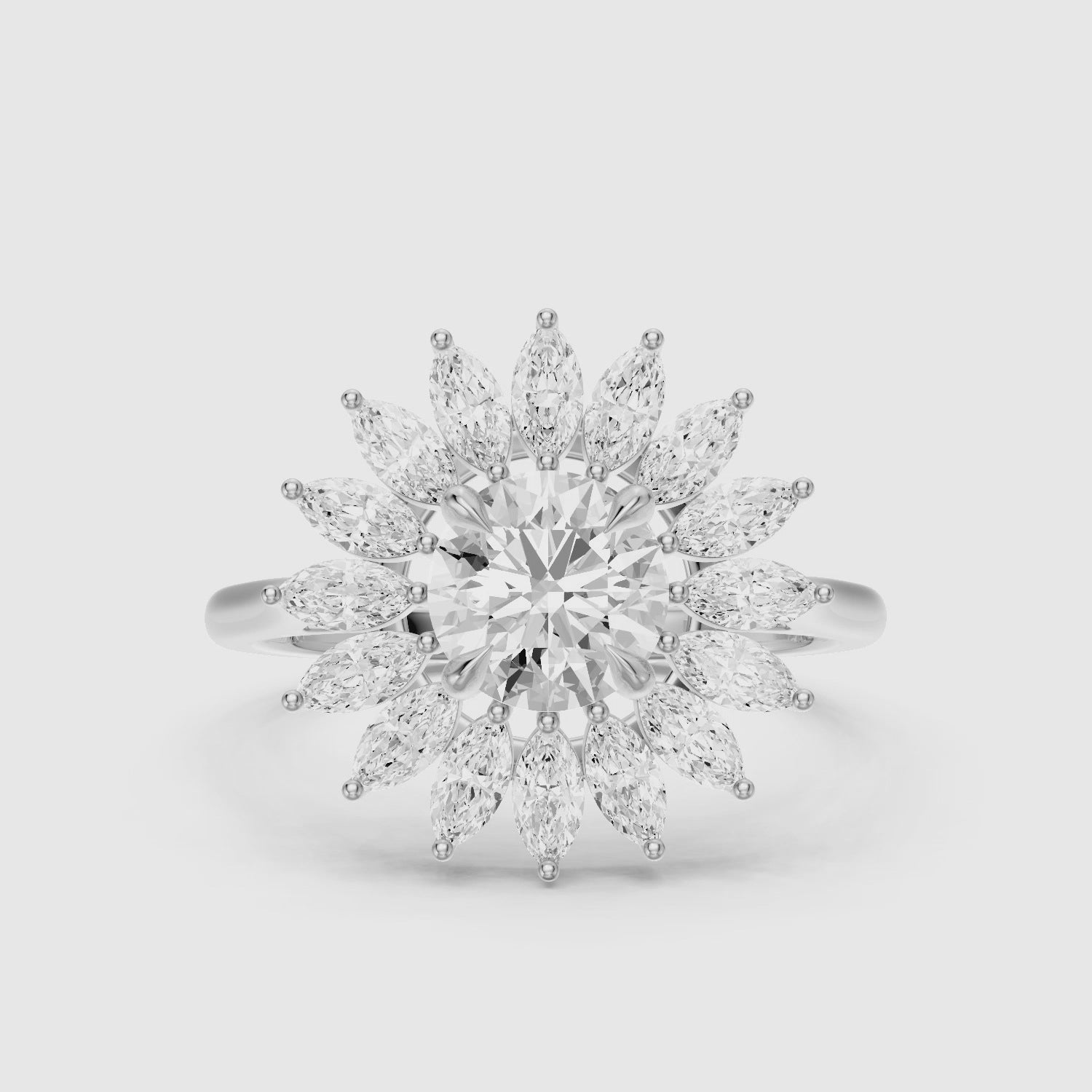 Load video: Elsie Floral Halo Round Cut Lab Grown Diamond Ring