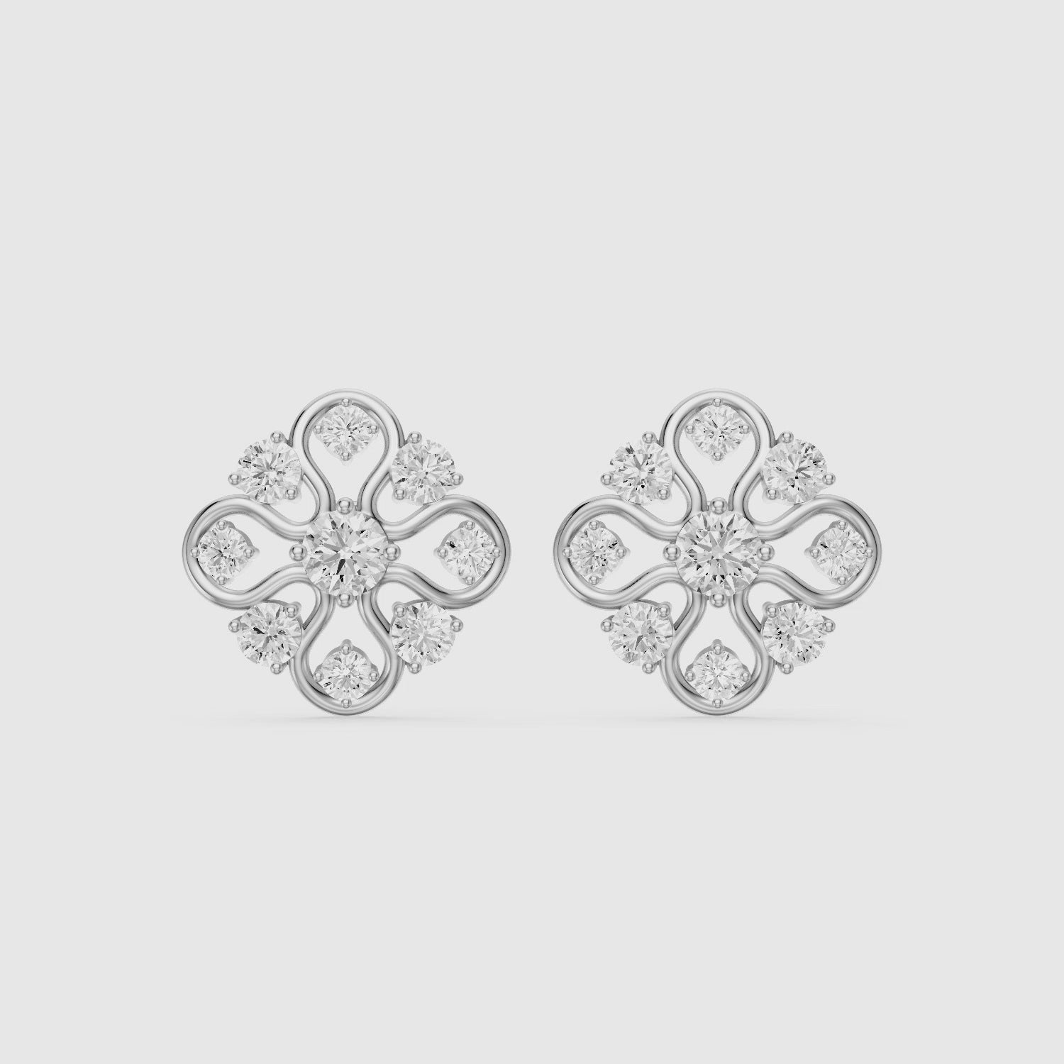 Load video: Zelinda Round Lab Grown Diamond Floral Filigree Stud Earrings