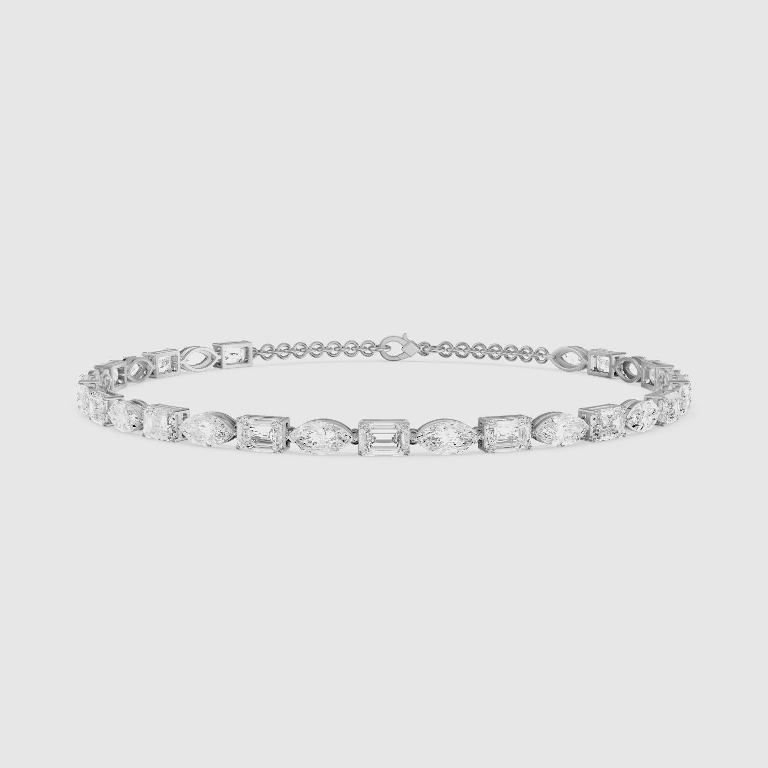 Load video: Winnie Alternating Marquise and Emerald Cut Lab Grown Diamond Tennis Bracelet