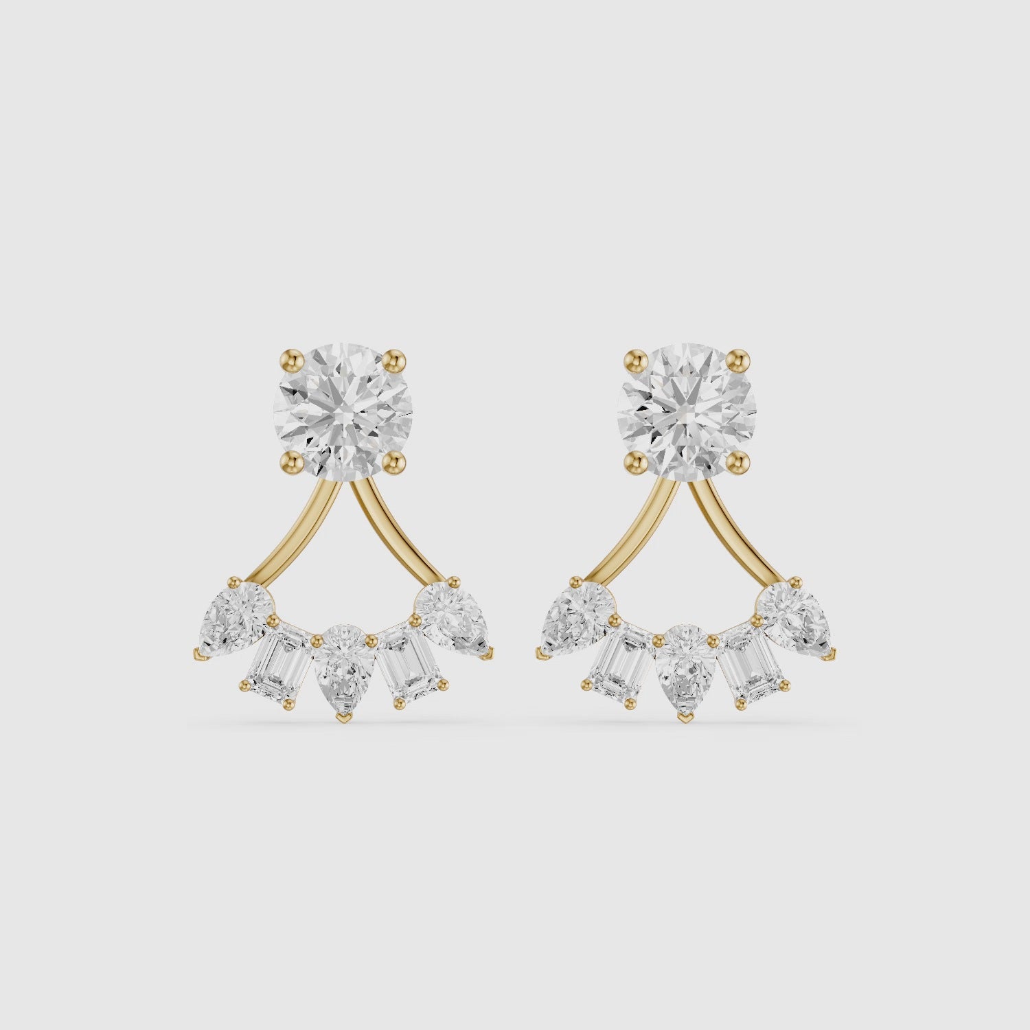 Load video: Collins Pear and Emerald Cut Lab Diamond Ear Jacket Cuff Earrings