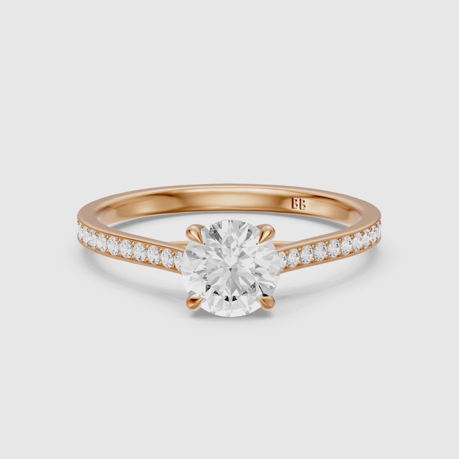 Load video: Jaylene Round Cut Side Stone Channel Set Lab Grown Diamond Ring